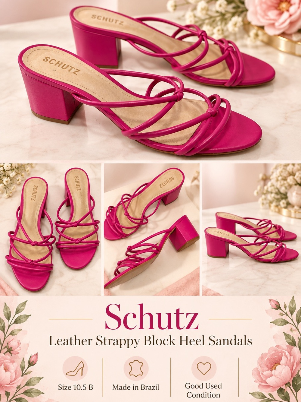 Schutz Genuine Leather Shoes Women’s Size 10.5B Made in Brazil